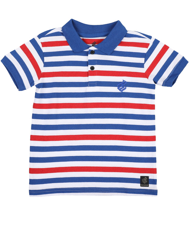 Multi Color Stripe Pique Polo Shirt