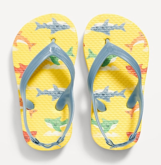 Printed Flip-Flop Sandals, Sharks