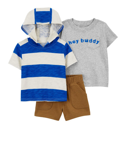 3pc Hey Buddy Tees/Short Set