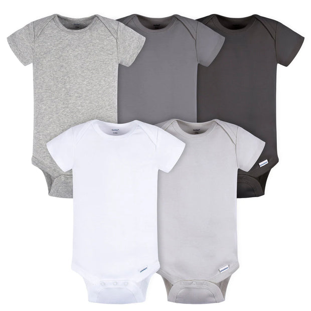 Gerber Neutral Greys Onesies, 5pk