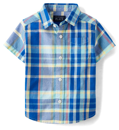 Plaid Button Up Shirt, Mellow Aqua