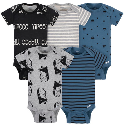 Baby Boy Blue Badger Onesies, 5pk