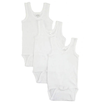 Bambini Sleeveless Onesies, 3pk - White