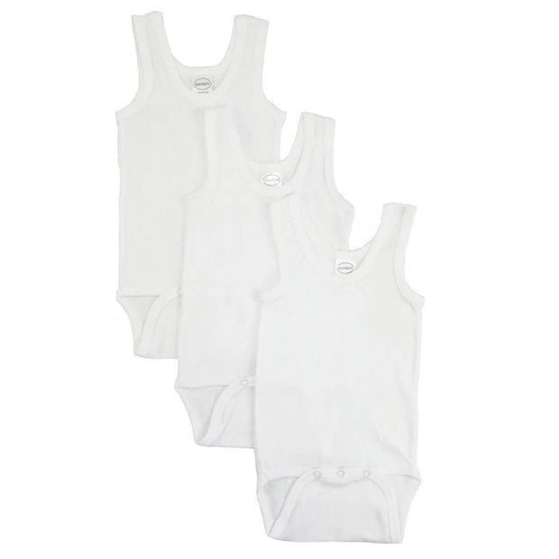 Bambini Sleeveless Onesies, 3pk - White