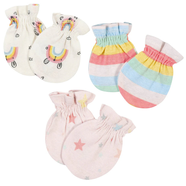 Gerber Girls Rainbow Mittens, 3pk