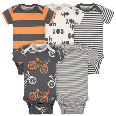 Gerber Baby Boy Bicycle Onesies, 5pk