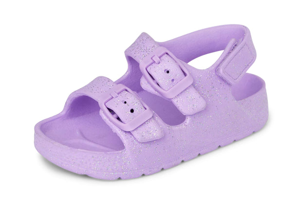 Purple Glitter Buckle Slides