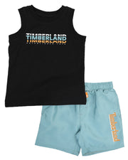 2Pc Logo Tank Top & Shorts Set