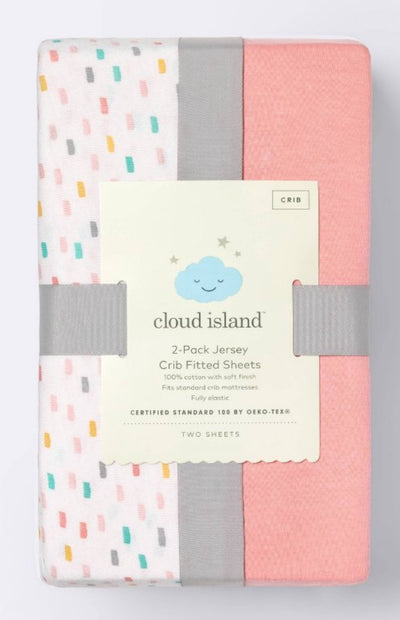 Fitted Jersey Crib Sheet, 2pk (Coral/Confetti)