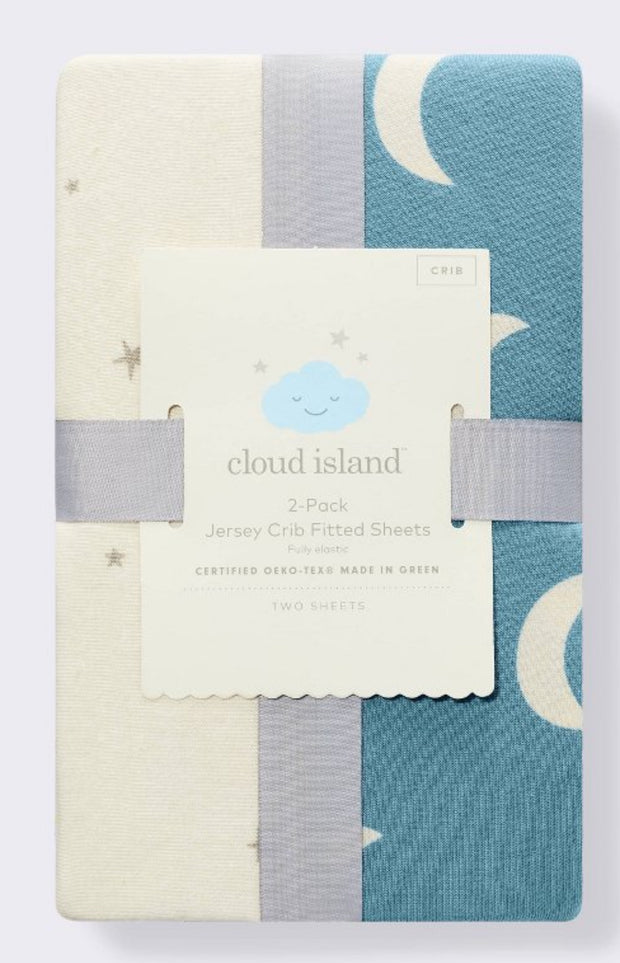 Fitted Jersey Crib Sheet, 2pk (Moon Stars)