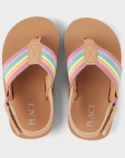 Girls Striped Flip Flops