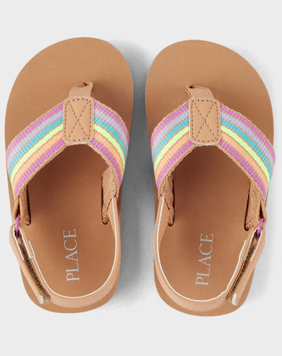 Girls Striped Flip Flops