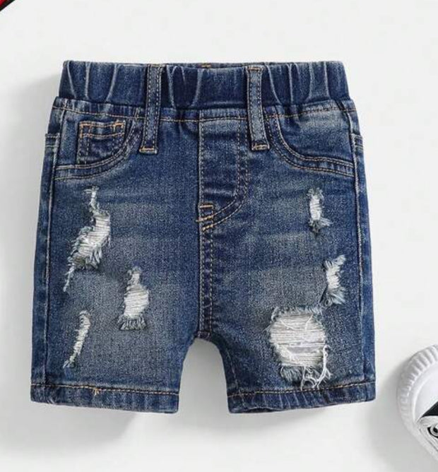 Distressed Frayed Denim Shorts