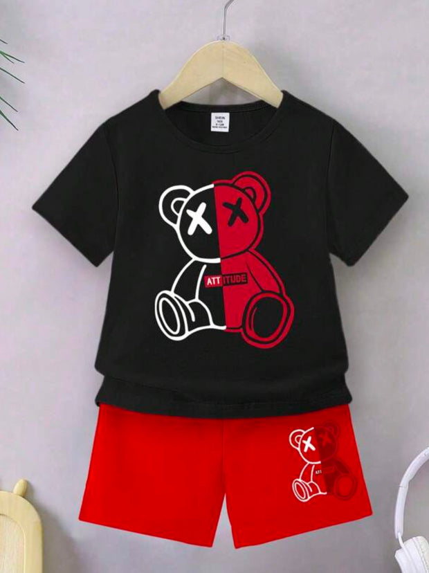 2pc Attitude Bear Shirt/Short Set