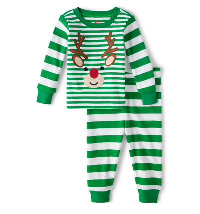 Striped Reindeer Cotton Pajamas