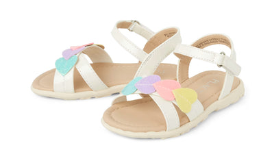 Glitter Heart Faux Leather Sandals