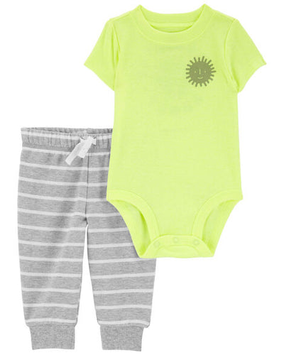 2pc Neon Sun Bodysuit Pant Set