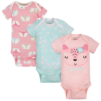 3pk Baby Girls Fox Onesies