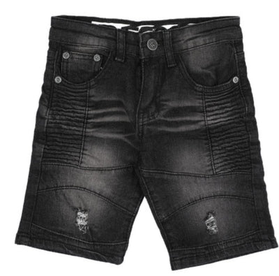 Black Moto Denim Shorts