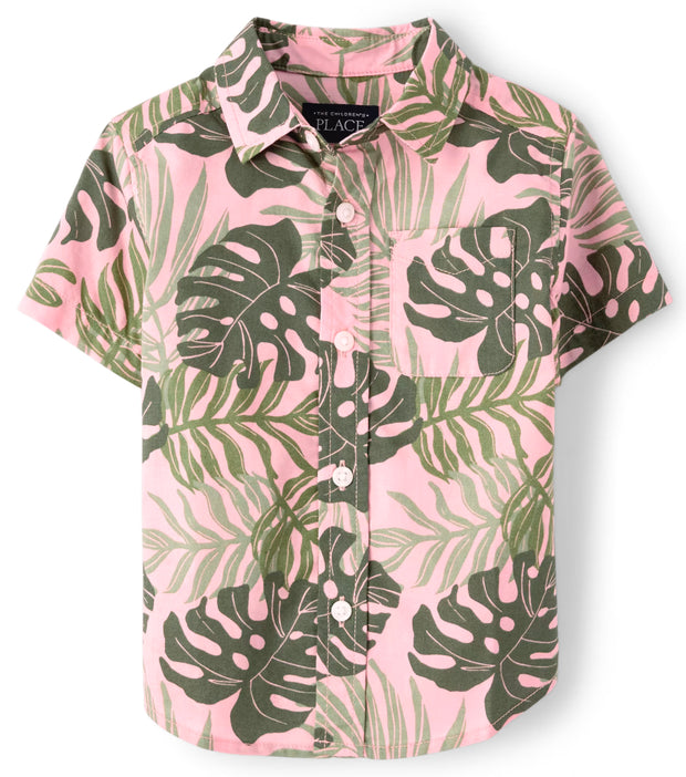 Tropical Poplin Button Up Shirt