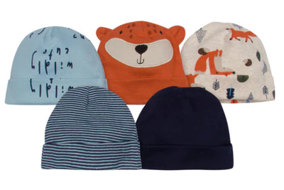 Gerber Boy's Fox Hats, 5pk