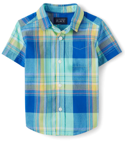 Plaid Poplin Button Up Shirt - Mellow Aqua