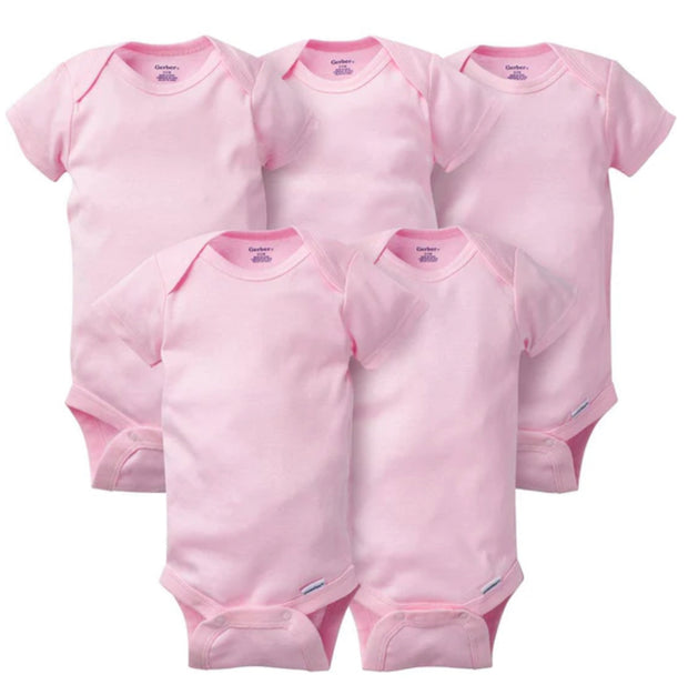 Gerber Solid Pink Onesies (5pk)
