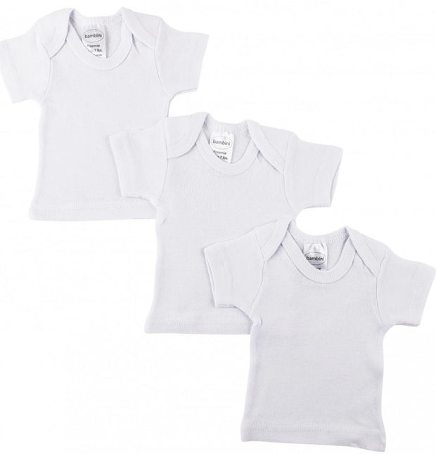 Preemie Rib Knit White Short Sleeve T-Shirt 3-Pack